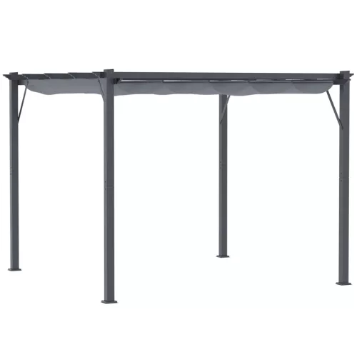 Terasztető 300x300 cm alumínium pergola tolótetővel UV-álló, vízlepergető antracit-sötétszürke