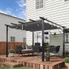 Terasztető 300x300 cm alumínium pergola tolótetővel UV-álló, vízlepergető antracit-sötétszürke
