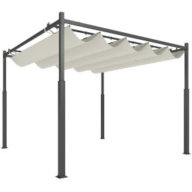   Pergola 300x300 cm szabadon álló behúzható tetővel UPF30+ UV-védett baldachinnal krémfehér
