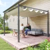 Pergola 300x300 cm szabadon álló behúzható tetővel UPF30+ UV-védett baldachinnal krémfehér