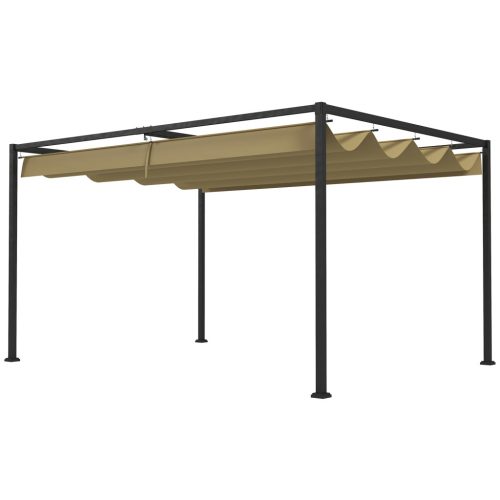 Pergola 400x300 cm állítható tetős pergola masszív acél vázas, UV- és vízlepergető kerti árnyékoló