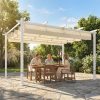 Pergola 300x400 cm kerti árnyékoló tolótetővel mágneses rögzítéssel terasztető UV30+ védelemmel, bézs