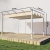 Pergola 300x400 cm kerti árnyékoló tolótetővel mágneses rögzítéssel terasztető UV30+ védelemmel, bézs