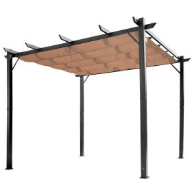   Pergola állítható szövettetővel 300x400 cm alumínium vázzal vízlepergető és UV-álló árnyékoló szürke-barna