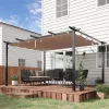 Pergola állítható szövettetővel 300x400 cm alumínium vázzal vízlepergető és UV-álló árnyékoló szürke-barna
