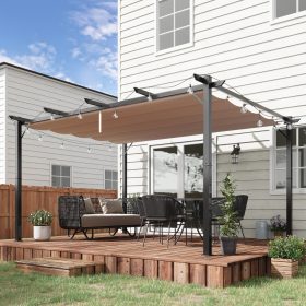   Pergola állítható szövettetővel 300x400 cm alumínium vázzal vízlepergető és UV-álló árnyékoló szürke-barna