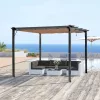 Pergola állítható szövettetővel 300x400 cm alumínium vázzal vízlepergető és UV-álló árnyékoló szürke-barna