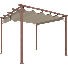   Alumínium pergola 300x300 cm behúzható tetővel UPF30+ UV-védelemmel, faerezetes kivitelben