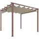 Alumínium pergola 300x300 cm behúzható tetővel UPF30+ UV-védelemmel, faerezetes kivitelben