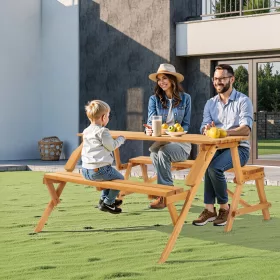   2 az 1-ben átalakítható piknik asztal és pad szett	összecsukható kerti bútor napernyő nyílással