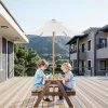 Piknik asztal napernyővel és 2 paddal fa kerti étkező szett 4 fő részére