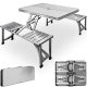 Folding aluminum camping table for 4 people, picnic table with umbrella holder, suitcase table