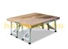 Folding camping table for 4 people, picnic table with umbrella holder, wood and aluminum 