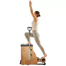   Reformer Pilates szék gumifából készült, osztott pedálos, prémium edzőeszköz fogantyúkkal, jóga fitnesz eszköz