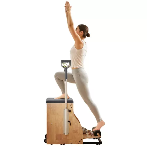Reformer Pilates szék gumifából készült, osztott pedálos, prémium edzőeszköz fogantyúkkal, jóga fitnesz eszköz