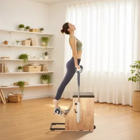   Reformer Pilates szék gumifából készült, osztott pedálos, prémium edzőeszköz fogantyúkkal, jóga fitnesz eszköz
