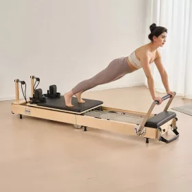   Összecsukható Reformer Pilates gép tömör juharfából 181,44 kg teherbírású reformer pad otthoni edzéshez