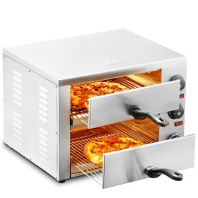  Kereskedelmi pizzasütő 305 mm-es pizzához rozsdamentes acél elektromos sütő, 3 forgatógombbal