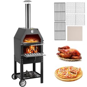   Kültéri pizzasütő 30 cm pizzaméret kerti pizza kemence 458x464x1418 mm 500 °C kert kályha