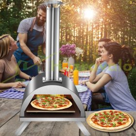   Pizza sütő kültéri kemence 60x40x79 cm rozsdamentes acél fatüzelésű pizzakemence