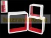 Shelf 3-part shelf set made of MDF material white and red retro style in white red color