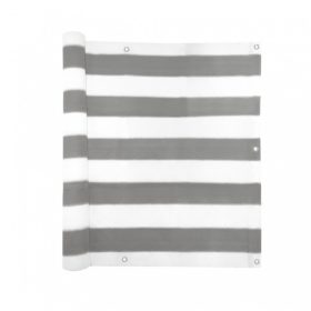   Erkély belátásgátló szélfogó 600 x 75 cm légáteresztő balkonháló szürke-fehér