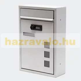 Horganyzott acél postaláda számzárral névtartó ablakkal szürke, fehér, antracit színben hosszúkás ab