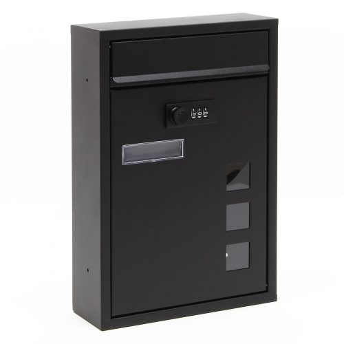 Galvanized steel letterbox with number lock with name window, black letterbox