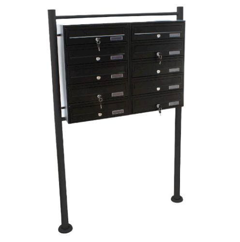 Condominium mailbox black 10-piece outdoor rack group mailbox galvanized steel letterbox system