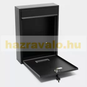   Nagy méretű horganyzott acél postaláda fekete névtartó ablakkal fali levélszekrény