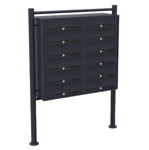 Condominium mailbox black 12-piece outdoor rack group mailbox galvanized steel letterbox system