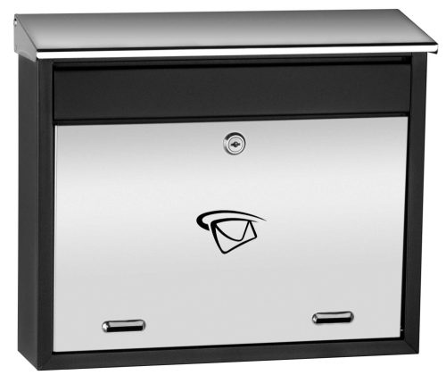 Mailbox rectangular black stainless letterbox 340x400x100 mm modern street mailbox