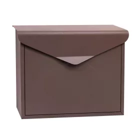   Acél postaláda boríték alakú levélszekrény 360x290x100 mm barna modern utcai postaláda