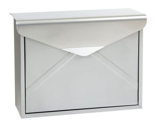 Steel mailbox envelope-shaped letter box 360x290x100 mm silver modern street mailbox