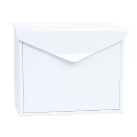   Acél postaláda boríték alakú levélszekrény 360x290x100 mm fehér modern utcai postaláda