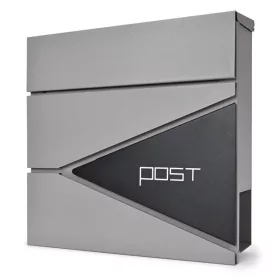   Postaláda ezüst-fekete újságtartós levélszekrény 37x37x11 cm modern postaláda újságtartóval