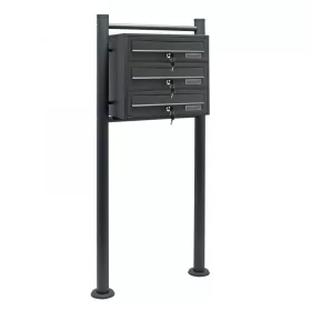 Társasházi postaláda 3 darabos kültéri állványos csoportos hármas antracit levélszekrény
