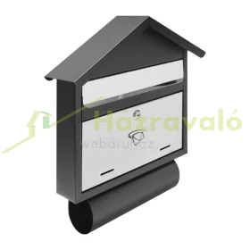   Postaláda fekete-rozsdamentes levélszekrény 460x400x70 mm újságtartó postaláda