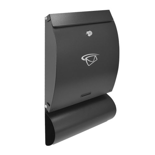 Mailbox black letterbox with newspaper holder 470x250x65 mm modern letterbox with newspaper holder