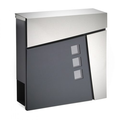 Galvanized steel letterbox anthracite-silver newspaper holder letterbox with windows