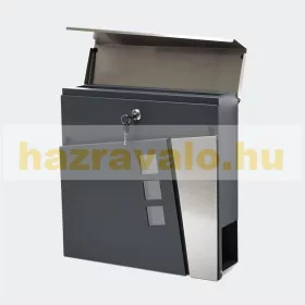   Horganyzott acél postaláda antracit-ezüst újságtartó levélszekrény ablakokkal
