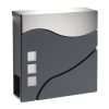 Mailbox galvanized steel newspaper holder letterbox with square windows wavy design anthracite-silver letterbox