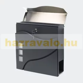   Postaláda horganyzott acél újságtartó postaláda négyzetes ablakokkal hullámos design antracit-ezüst levélszekrény
