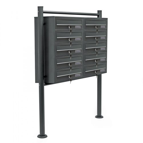 Condominium mailbox anthracite 10-piece outdoor rack group mailbox galvanized steel letterbox system