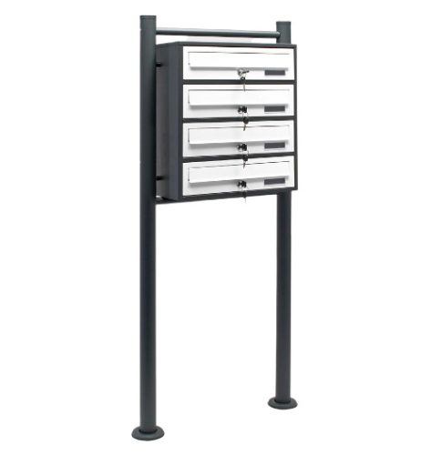 Condominium mailbox 4-piece outdoor rack group letterbox in anthracite-white galvanized steel