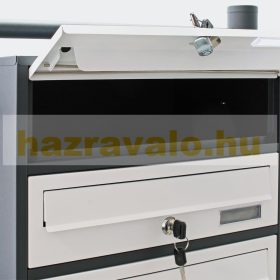   Társasházi postaláda antracit-fehér 8 darabos kültéri állványos csoportos postafiók horganyzott acél levélszekrényrendszer