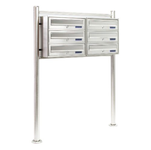 Stainless apartment mailbox 6-piece outdoor stand group inox letterbox letterbox system