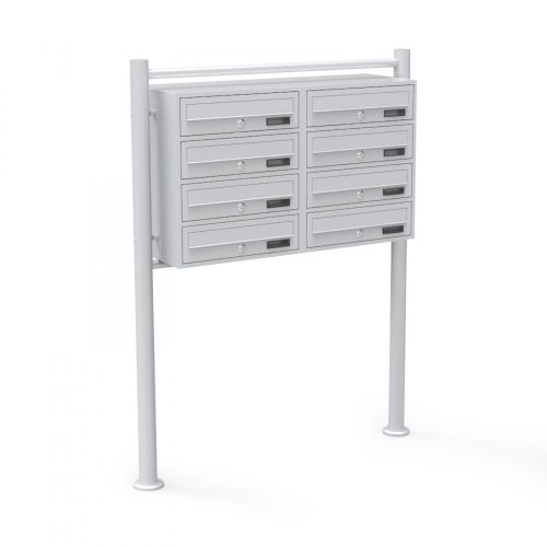 Condominium letterbox 8-piece galvanized, powder-coated gray color outdoor rack letterbox group of eight