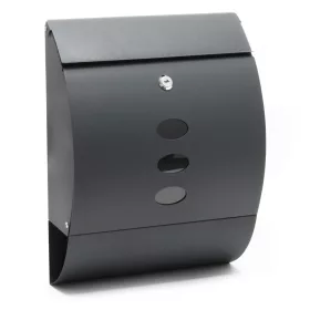   Horganyzott acél postaláda ovális ablakos antracit design levélszekrény modern megjelenés újságtartóval
