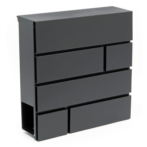 Designer letterbox anthracite square modern appearance with newspaper holder